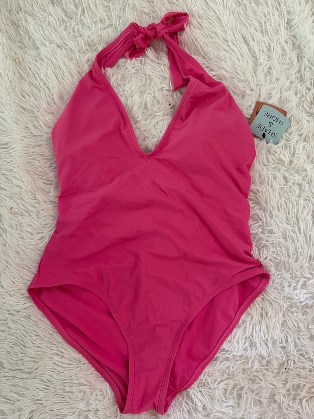 NWT Shade & Shore Pink Halter One Piece Swimsuit XL 16